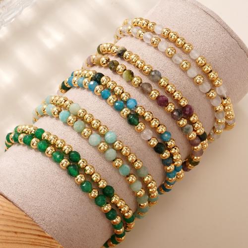 Gemstone Bracelets, Tibetan Style, with Natural Stone, gold color plated, fashion jewelry, more colors for choice, Sold By PC