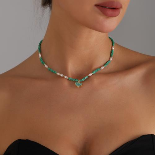Glass Beads Necklaces, Tibetan Style, with Glass Pearl & Plastic Pearl, gold color plated, fashion jewelry, more colors for choice, Sold By PC