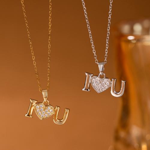 Titanium Steel Necklace, gold color plated, fashion jewelry & with rhinestone, more colors for choice, Sold By PC
