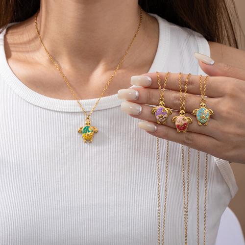 Collier de bijoux en acier inoxydable, Acier inoxydable 304, Placage de couleur d'or, bijoux de mode & émail, plus de couleurs à choisir, Vendu par PC