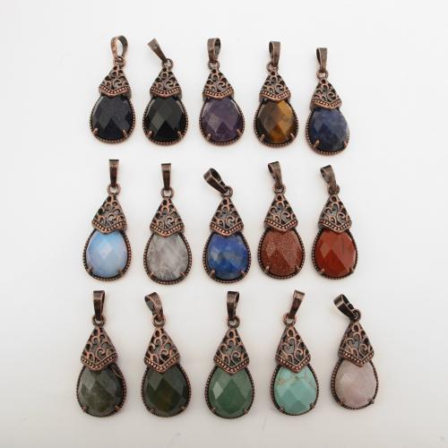 Gemstone Pendants Jewelry, Brass, with Gemstone, antique copper color plated, DIY & different materials for choice, 39x15x7mm, Sold By PC