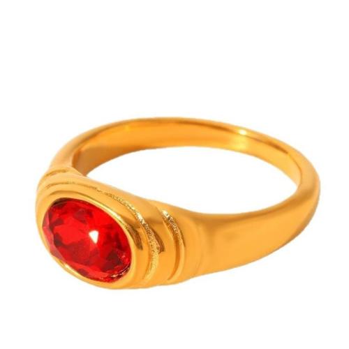 Cubic Zirconia Stainless Steel Finger Ring, 304 Stainless Steel, with Cubic Zirconia, plated, fashion jewelry & different styles for choice & for woman, golden, Sold By PC