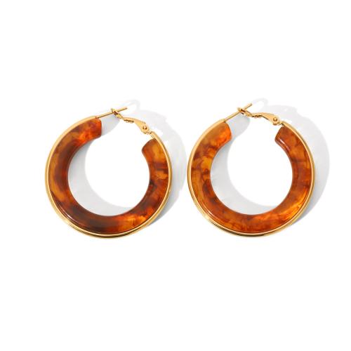 Серьги из полимерной смолы, Нержавеющая сталь 304, с канифоль, 18K позолоченный, ювелирные изделия моды & Женский, Много цветов для выбора, продается Пара