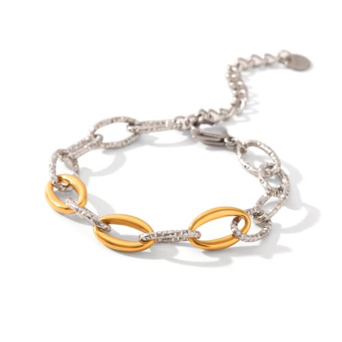 Stainless Steel Jewelry Bracelet, 304 Stainless Steel, plated, fashion jewelry & for woman & two tone, Sold By PC