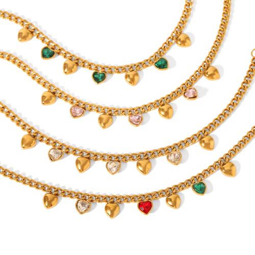 Cubic Zirconia Stainless Steel Jewelry Sets, 304 Stainless Steel, with Cubic Zirconia, plated, fashion jewelry & different styles for choice & for woman, more colors for choice, Sold By PC