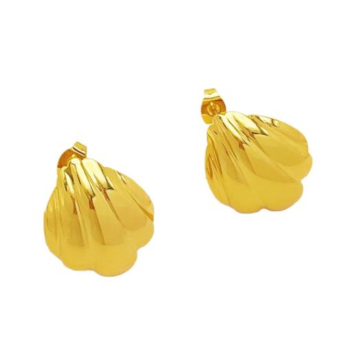 Edelstahl Ohrringe, 304 Edelstahl, Schale, plattiert, Modeschmuck & für Frau, goldfarben, verkauft von Paar