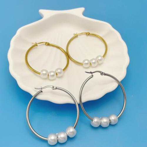 Edelstahl-Hebel zurück-Ohrring, 304 Edelstahl, mit Kunststoff Perlen, plattiert, Modeschmuck & für Frau, keine, verkauft von Paar