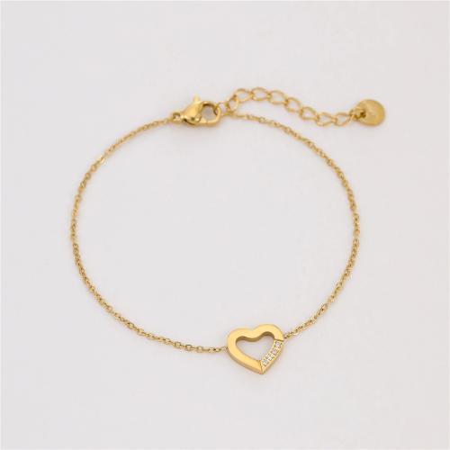 Stainless Steel Jewelry Bracelet, 304 Stainless Steel, plated, for woman & with rhinestone & hollow, more colors for choice, Sold By PC