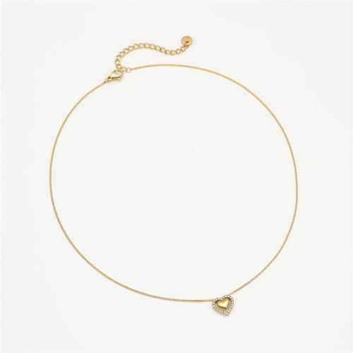 Collier de bijoux en acier inoxydable, Acier inoxydable 304, Placage, pavé de micro zircon & pour femme & creux, plus de couleurs à choisir, Vendu par PC