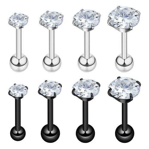 Bijoux de piercing d'oreille en acier inoxydable, Acier inoxydable 304, Placage, bijoux de mode & pavé de micro zircon, plus de couleurs à choisir, Vendu par PC
