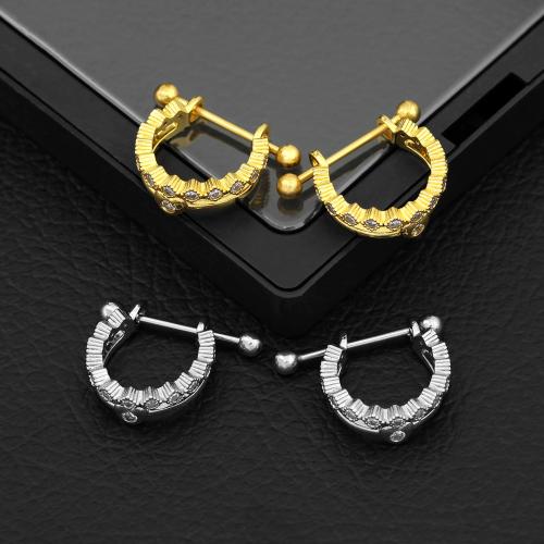 Anneau de mamelon en acier inoxydable, Acier inoxydable 304, Placage, bijoux de mode & pavé de micro zircon, plus de couleurs à choisir, Vendu par PC