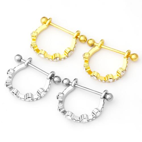 Anneau de mamelon en acier inoxydable, Acier inoxydable 304, avec Alliage, Placage, bijoux de mode & avec strass, plus de couleurs à choisir, Vendu par PC