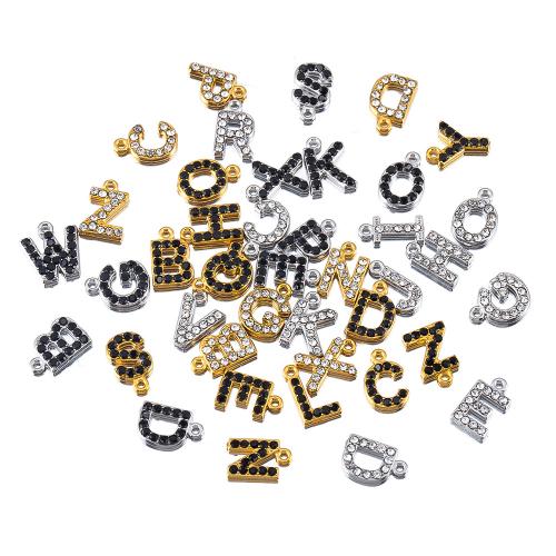 Stainless Steel Letter Pendants, 304 Stainless Steel, Alphabet Letter, plated, DIY & with rhinestone, more colors for choice, Sold By Bag