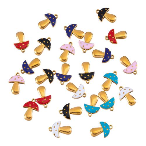 Stainless Steel Pendants, 304 Stainless Steel, mushroom, plated, DIY & enamel, more colors for choice, 10Strands/Bag, Sold By Bag