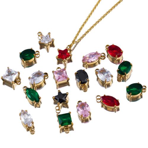 Stainless Steel Pendants, 304 Stainless Steel, with Glass, plated, DIY, more colors for choice, 10PCs/Bag, Sold By Bag