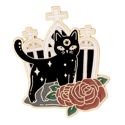 Tibetan Style Brooch, plated, Halloween Design & Unisex & different styles for choice & enamel, golden, Sold By PC
