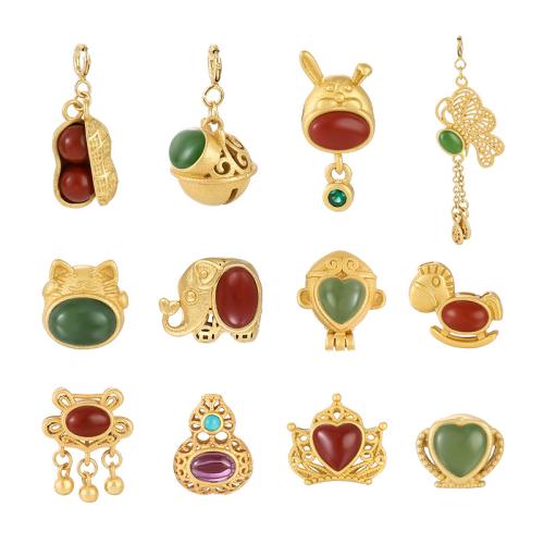 925 Sterling Silver Pendant, with Gemstone, DIY & different styles for choice, Sold By PC