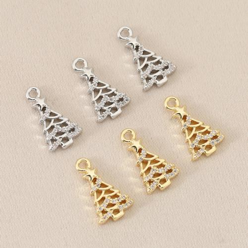 Cubic Zirconia Micro Pave Brass Pendant, Christmas Tree, plated, DIY & micro pave cubic zirconia, more colors for choice, nickel, lead & cadmium free, 10PCs/Bag, Sold By Bag