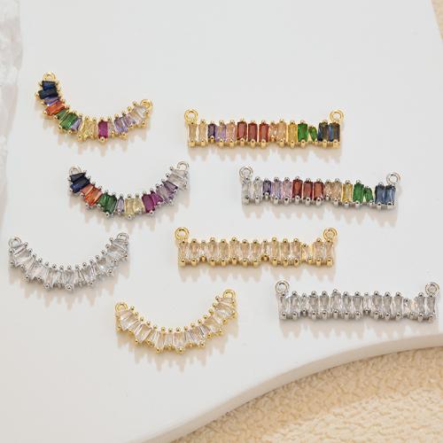 Cubic Zirconia Micro Pave Brass Connector, plated, DIY & micro pave cubic zirconia, more colors for choice, nickel, lead & cadmium free, Sold By PC