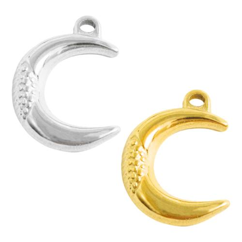 Stainless Steel Pendants, 304 Stainless Steel, Moon, plated, DIY, more colors for choice, 10PCs/Bag, Sold By Bag