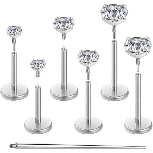 Titanium lip ring, plated, fashion jewelry & micro pave cubic zirconia, more colors for choice, Sold By PC