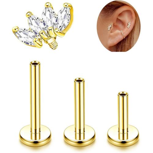 titane piercing oreille, Placage, bijoux de mode & pavé de micro zircon, plus de couleurs à choisir, Vendu par PC