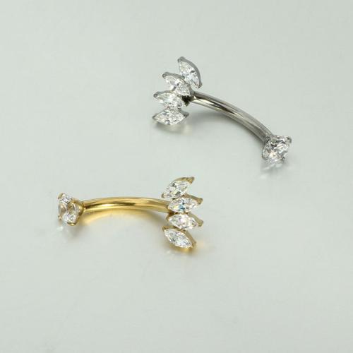 Titanium Belly Ring, plated, fashion jewelry & micro pave cubic zirconia, more colors for choice, Sold By PC