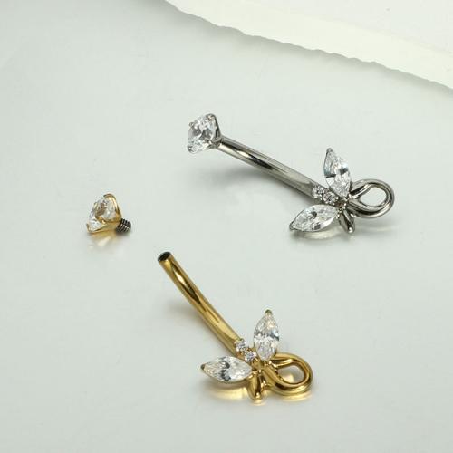 titane anneau de ventre, Insecte, Placage, bijoux de mode & pavé de micro zircon, plus de couleurs à choisir, Vendu par PC