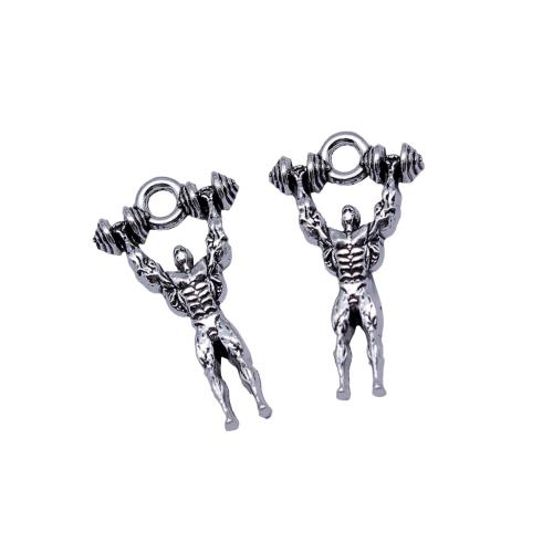 Character Tibetan Style Pendants, Muscle Man, plated, DIY, 10PCs/Bag, Sold By Bag