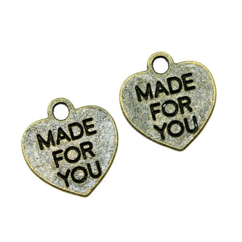 Pendentifs coeur en alliage de zinc, Placage, DIY, couleur bronze antique, 20PC/sac, Vendu par sac