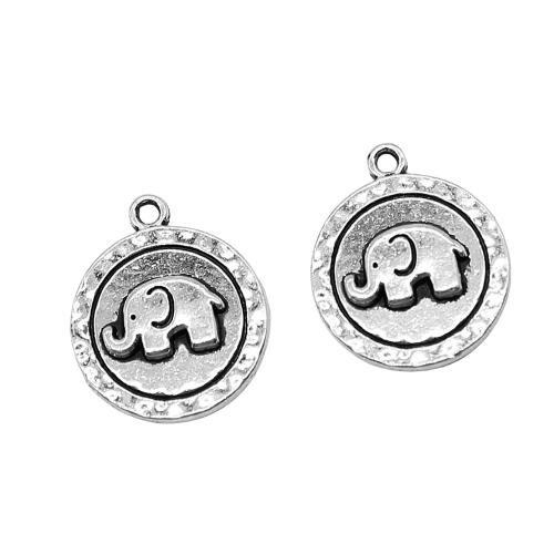 Tibetan Style Animal Pendants, Round, plated, DIY, 10PCs/Bag, Sold By Bag