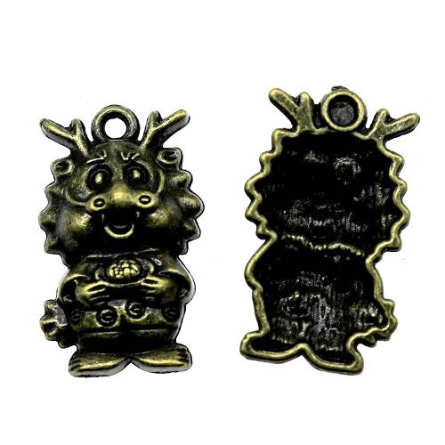 Pendentifs en alliage de zinc, dragon, Placage, DIY, couleur bronze antique, 10PC/sac, Vendu par sac