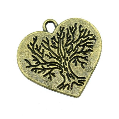 Pendentifs coeur en alliage de zinc, Placage, DIY, couleur bronze antique, 10PC/sac, Vendu par sac