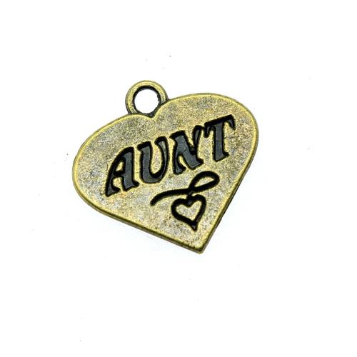 Pendentifs coeur en alliage de zinc, Placage, DIY, couleur bronze antique, 10PC/sac, Vendu par sac