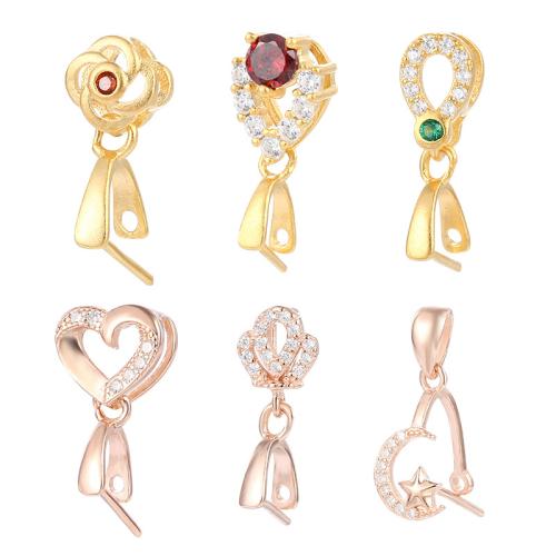 925 Sterling Silver Pendant Bail, DIY & different styles for choice & with rhinestone, Sold By PC