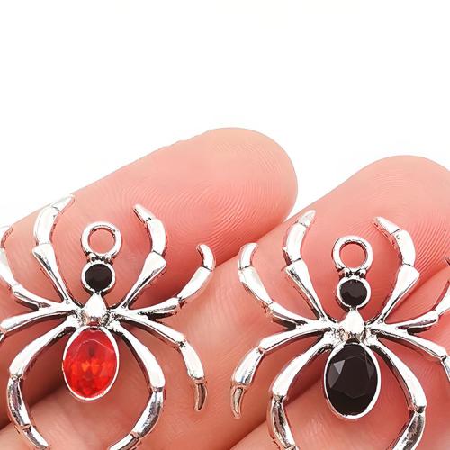 Fashion Halloween Pendant, Tibetan Style, Spider, antique silver color plated, DIY & with rhinestone, more colors for choice, 27x31mm, Sold By PC