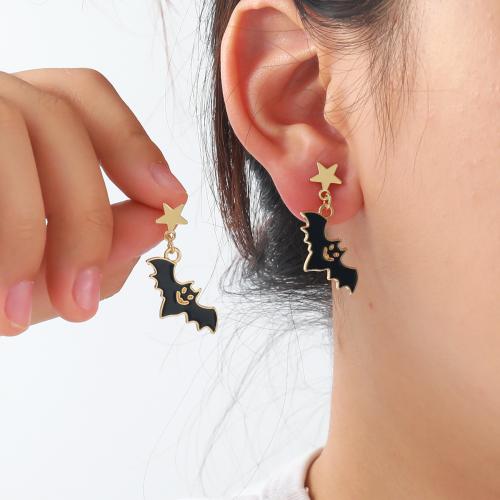 Tibetan Style Lever Back Earring, gold color plated, Halloween Design & enamel, more colors for choice, Sold By Pair