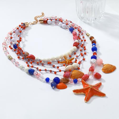 Collier de mode Multi couche, résine, avec alliage de zinc, Placage de couleur d'or, bijoux de mode & multicouche, plus de couleurs à choisir, Vendu par paire