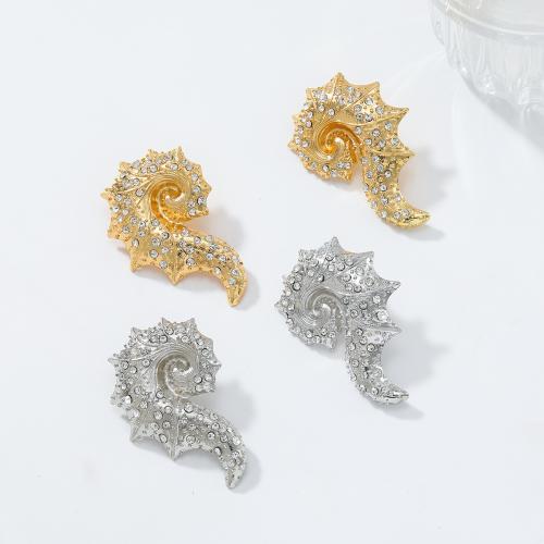 Tibetan Style Stud Earring, gold color plated, fashion jewelry & with rhinestone, more colors for choice, Sold By Pair