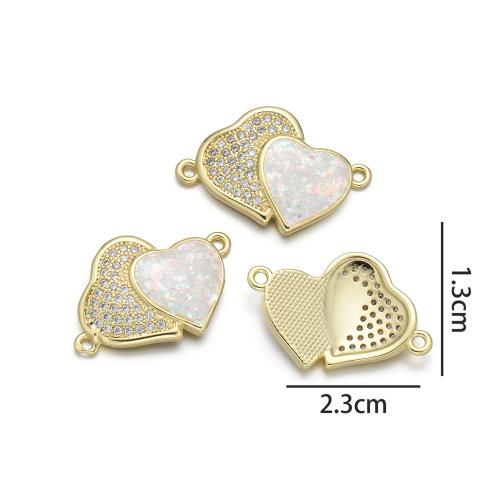 Cubic Zirconia Micro Pave Brass Connector, with Opal, gold color plated, DIY & micro pave cubic zirconia & 1/1 loop, more colors for choice, nickel, lead & cadmium free, Sold By PC