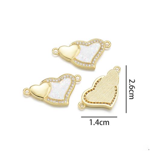 Cubic Zirconia Micro Pave Brass Connector, with Opal, gold color plated, DIY & micro pave cubic zirconia & 1/1 loop, more colors for choice, nickel, lead & cadmium free, Sold By PC