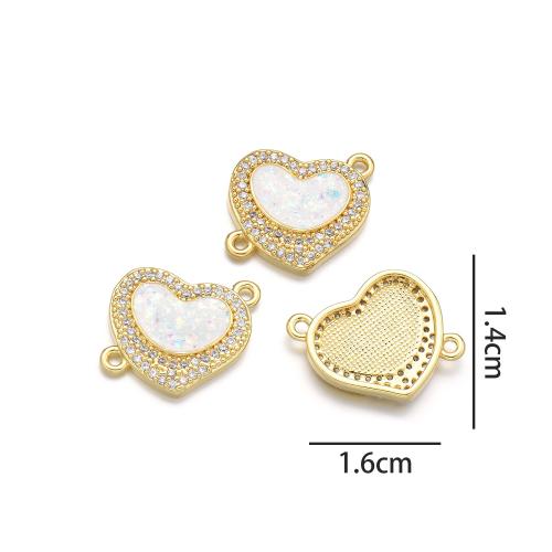 Cubic Zirconia Micro Pave Brass Connector, with Opal, gold color plated, DIY & micro pave cubic zirconia & 1/1 loop, more colors for choice, nickel, lead & cadmium free, Sold By PC