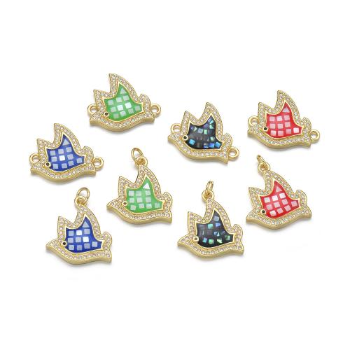 Cubic Zirconia Micro Pave Brass Pendant, with Shell, gold color plated, DIY & micro pave cubic zirconia & enamel, more colors for choice, nickel, lead & cadmium free, Sold By PC