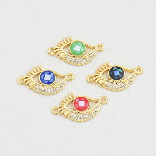 Cubic Zirconia Micro Pave Brass Connector, with Shell, gold color plated, DIY & micro pave cubic zirconia & enamel & 1/1 loop, more colors for choice, nickel, lead & cadmium free, Sold By PC