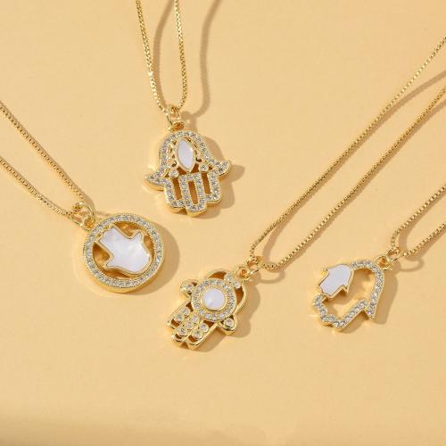 Cubic Zirconia Micro Pave Brass Pendant, with White Shell, gold color plated, DIY & micro pave cubic zirconia, more colors for choice, nickel, lead & cadmium free, Sold By PC