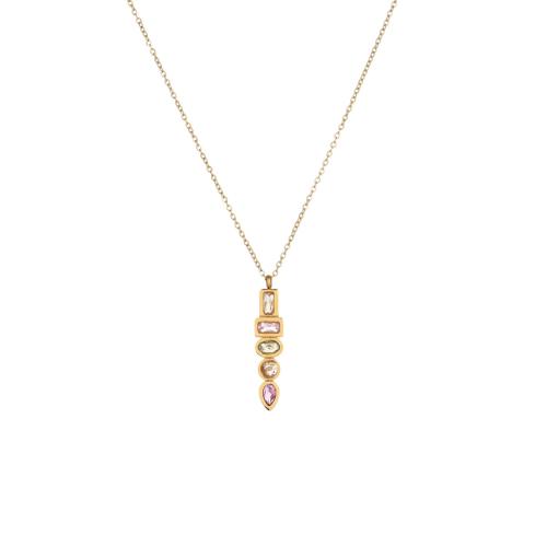 Stainless Steel Jewelry Necklace, 304 Stainless Steel, with Cubic Zirconia, 18K gold plated, fashion jewelry & different styles for choice & for woman, Sold By PC