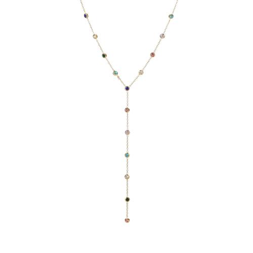 Stainless Steel Jewelry Necklace, 304 Stainless Steel, with Cubic Zirconia, plated, fashion jewelry & for woman, more colors for choice, Sold By PC