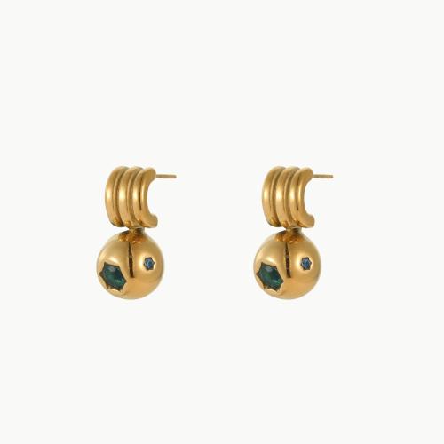 Edelstahl Ohrringe, 304 Edelstahl, mit kubischer Zirkonia, plattiert, Modeschmuck & für Frau, keine, verkauft von Paar