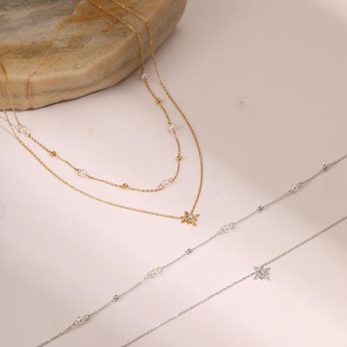 Rhinestone Edelstahl Schmuck Set, 304 Edelstahl, mit Kunststoff Perlen, plattiert, Doppelschicht & für Frau & mit Strass, keine, verkauft von PC