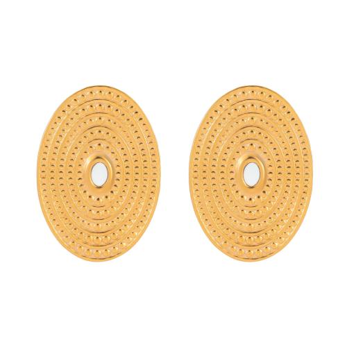 Stainless Steel Stud Earrings, 304 Stainless Steel, with Pearl Oyster, 18K gold plated, fashion jewelry & for woman, Sold By Pair